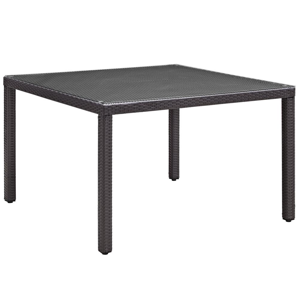 Convene 47" Square Outdoor Patio Glass Top Dining Table. Picture 1