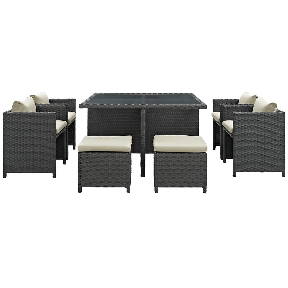Sojourn 9 Piece Outdoor Patio Sunbrella® Dining Set. Picture 5