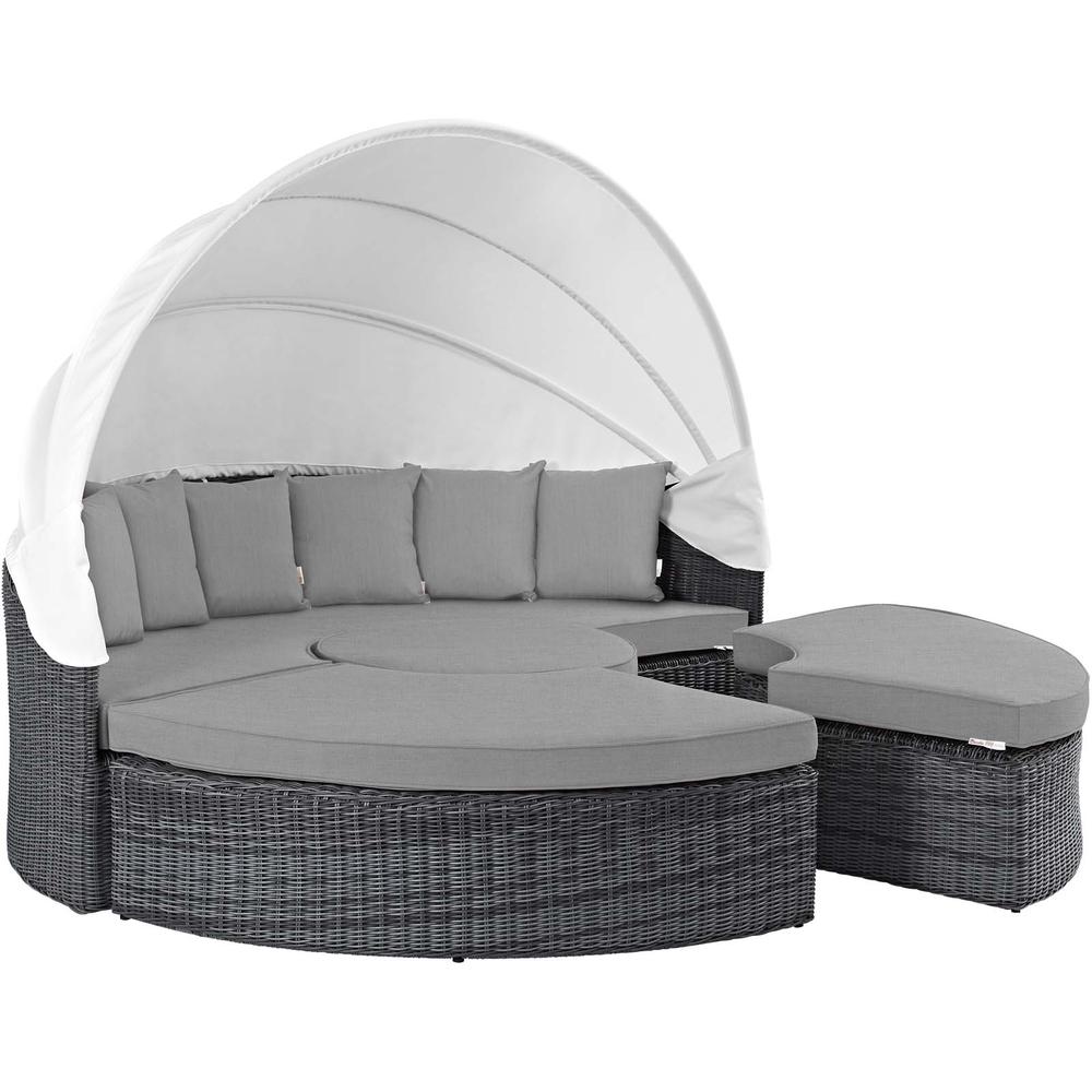 Summon Canopy Outdoor Patio Wicker Rattan Sunbrella® Daybed. Picture 1