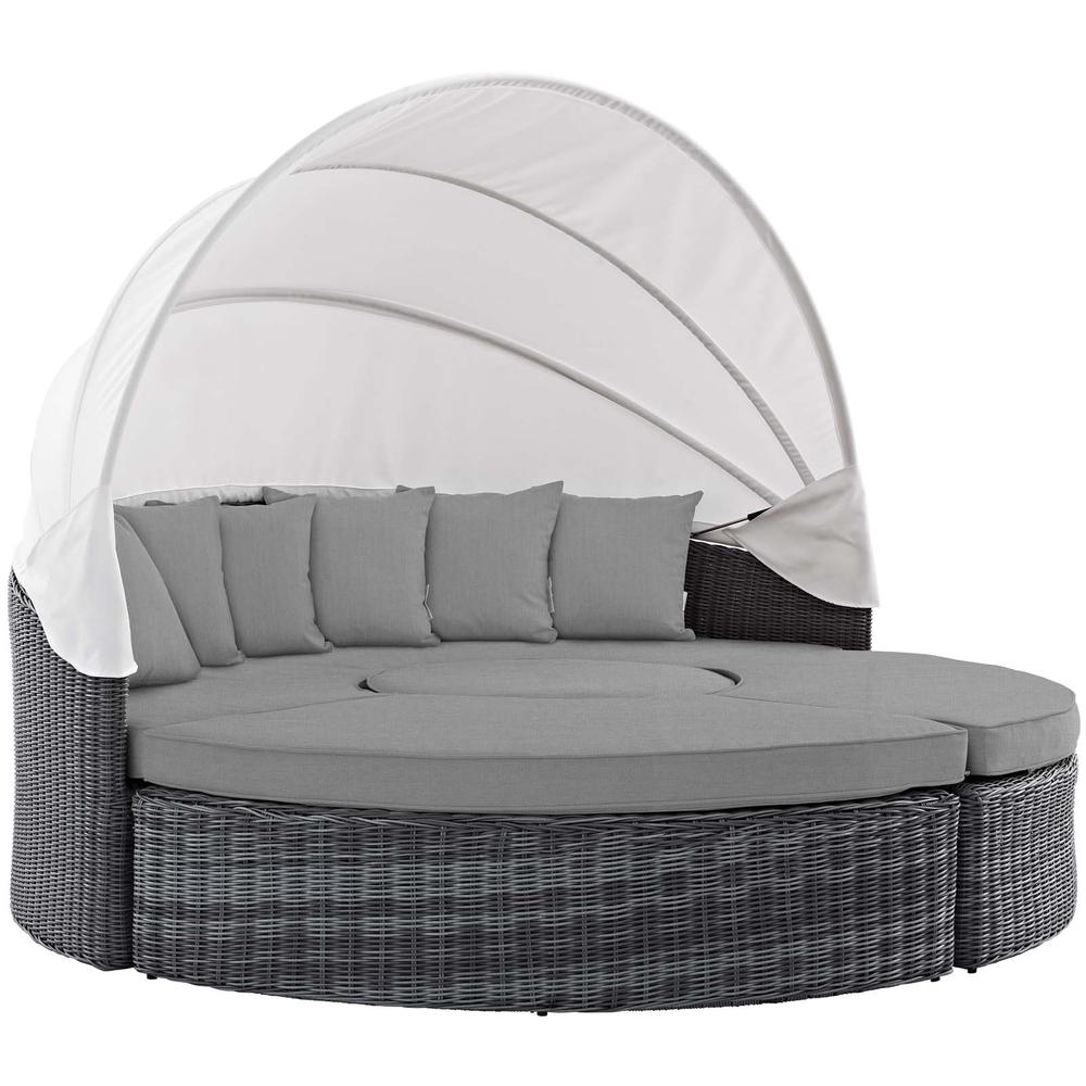 Summon Canopy Outdoor Patio Wicker Rattan Sunbrella® Daybed. Picture 2