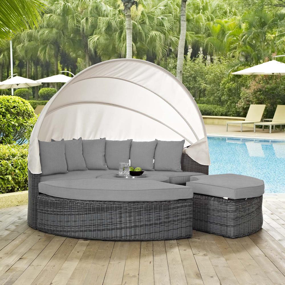 Summon Canopy Outdoor Patio Wicker Rattan Sunbrella® Daybed. Picture 5