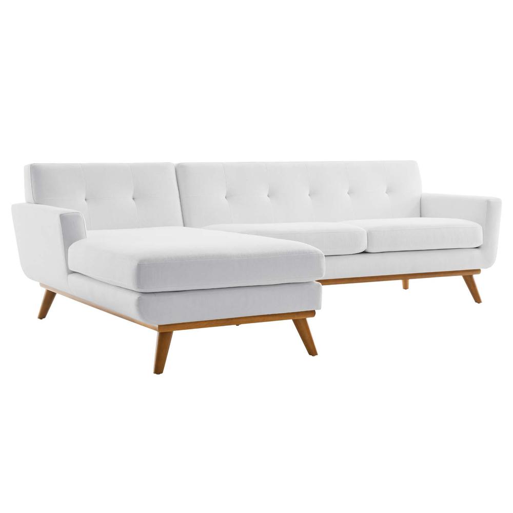 Engage Left-Facing Upholstered Fabric Sectional Sofa - White EEI-2068-WHI-SET. Picture 1