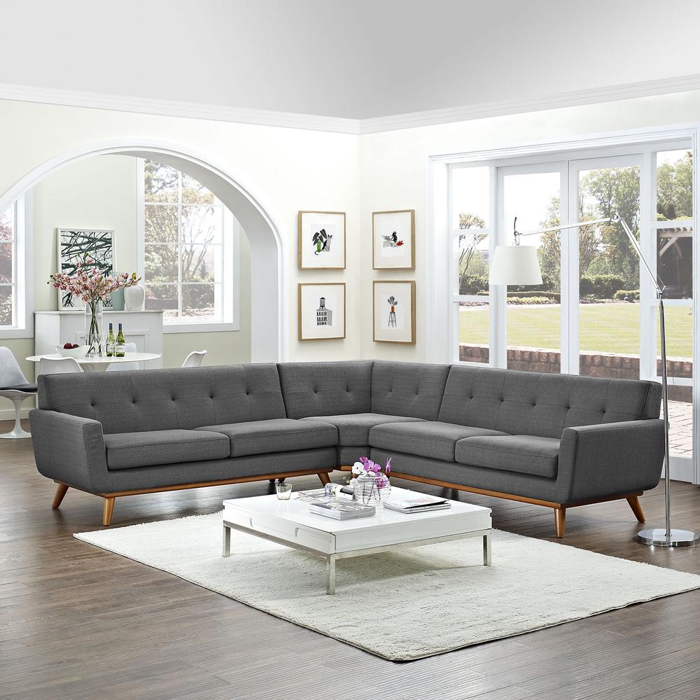 Engage L-Shaped Upholstered Fabric Sectional Sofa. Picture 7
