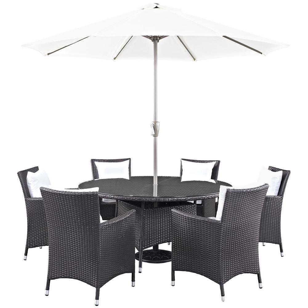 Convene 8 Piece Outdoor Patio Dining Set (White pillows). The main picture.