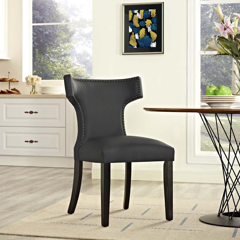 Curve Vegan Leather Dining Chair. Picture 4