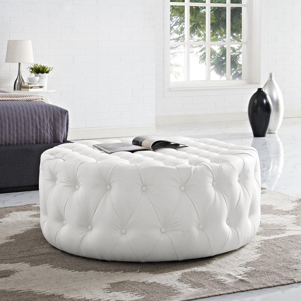 Amour Upholstered Vinyl Ottoman. Picture 4