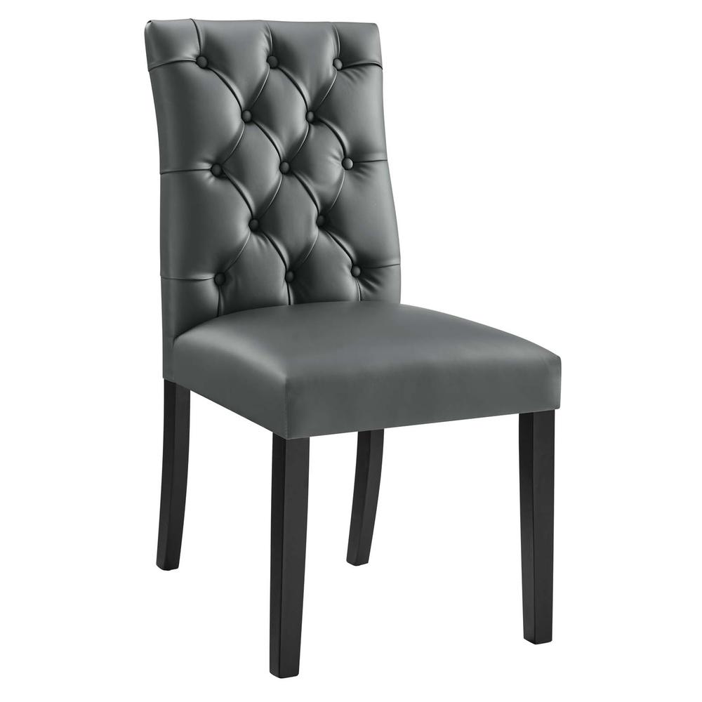Duchess Button Tufted Vegan Leather Dining Chair. Picture 1