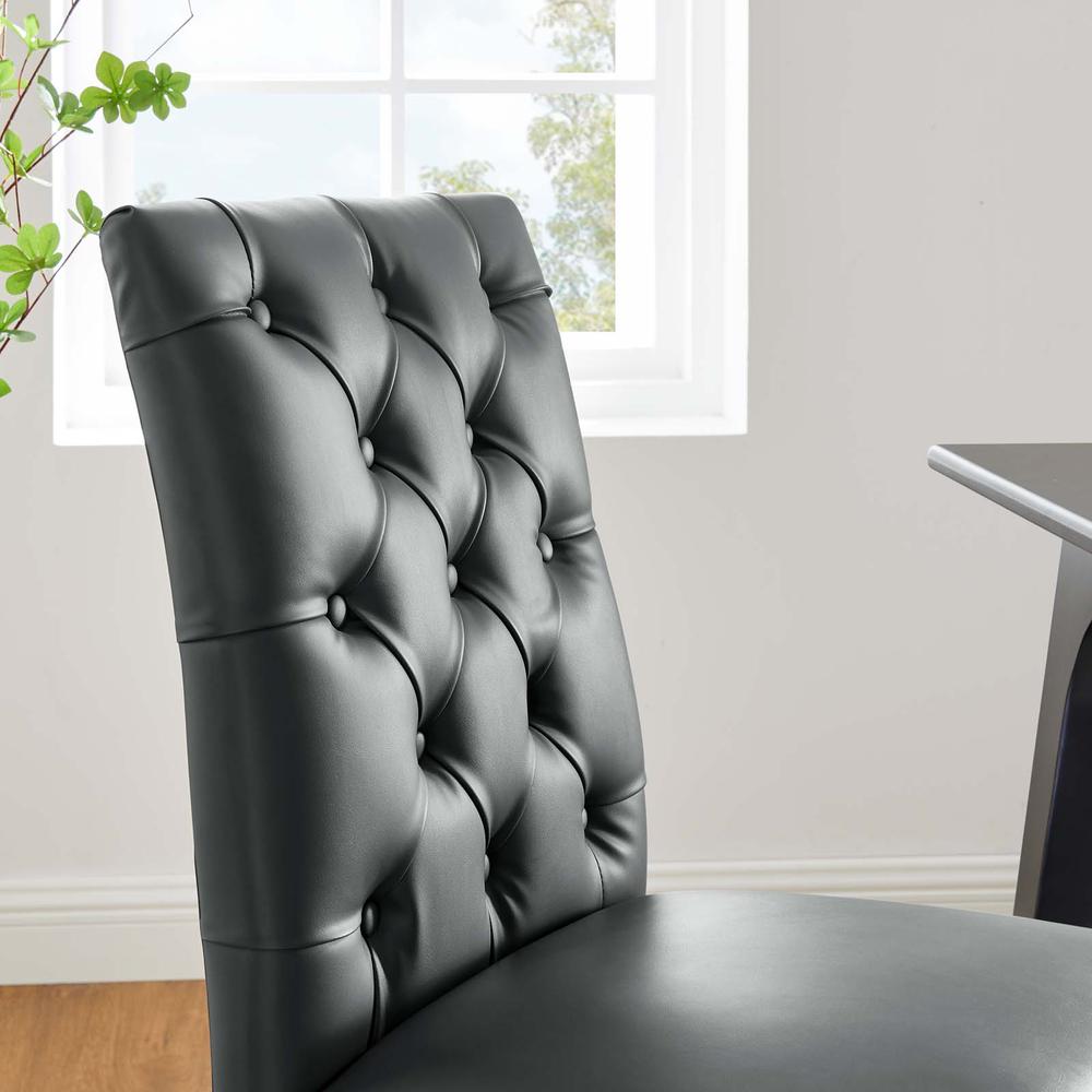 Duchess Button Tufted Vegan Leather Dining Chair. Picture 7