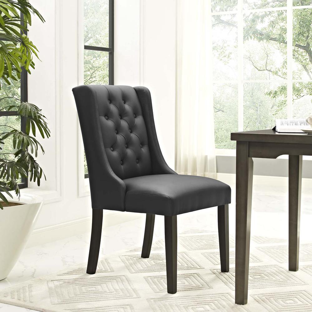 Baronet Button Tufted Vegan Leather Dining Chair. Picture 4
