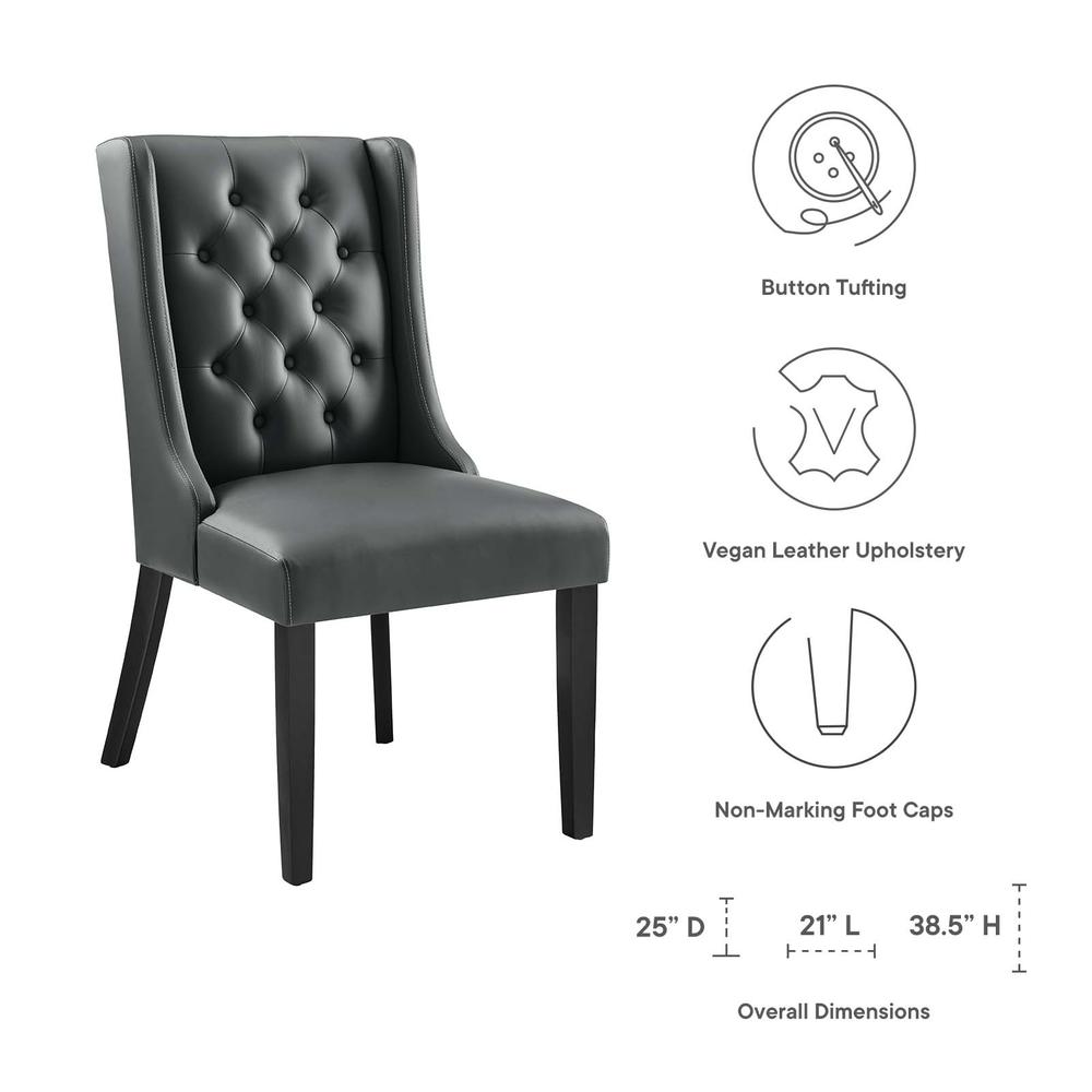 Baronet Button Tufted Vegan Leather Dining Chair. Picture 6