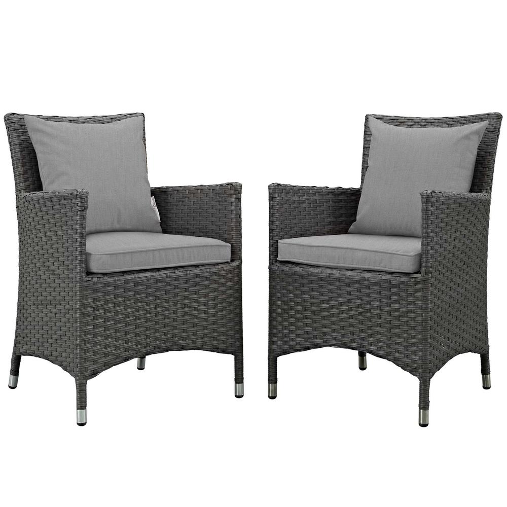 Sojourn 2 Piece Outdoor Patio Wicker Rattan Sunbrella® Fabric Dining Set. The main picture.