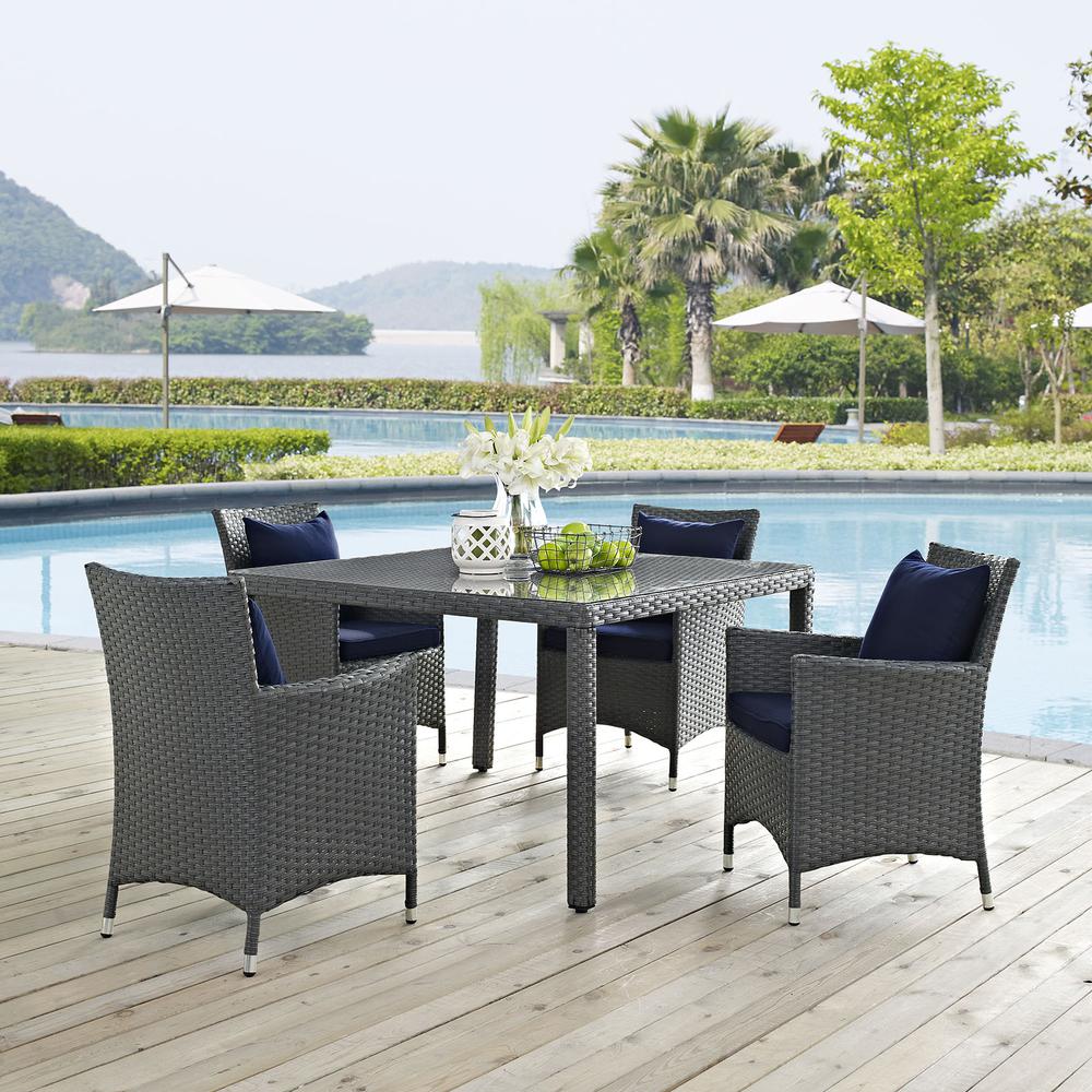 Sojourn 4 Piece Outdoor Patio Sunbrella® Dining Set. Picture 7