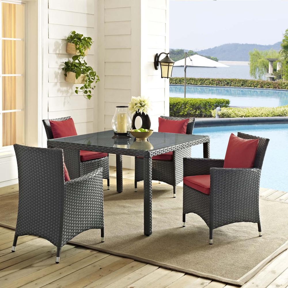 Sojourn 4 Piece Outdoor Patio Sunbrella Dining Set. Picture 5