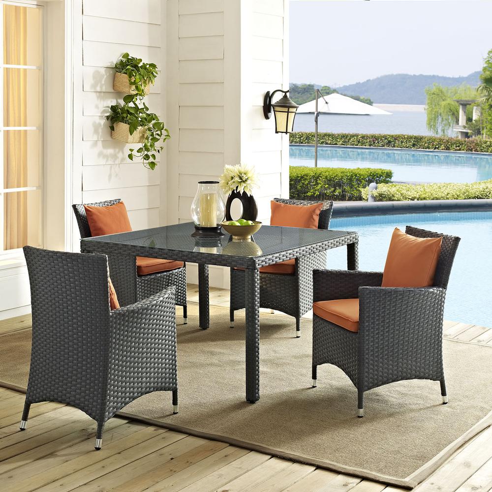Sojourn 4 Piece Outdoor Patio Sunbrella® Dining Set. Picture 7