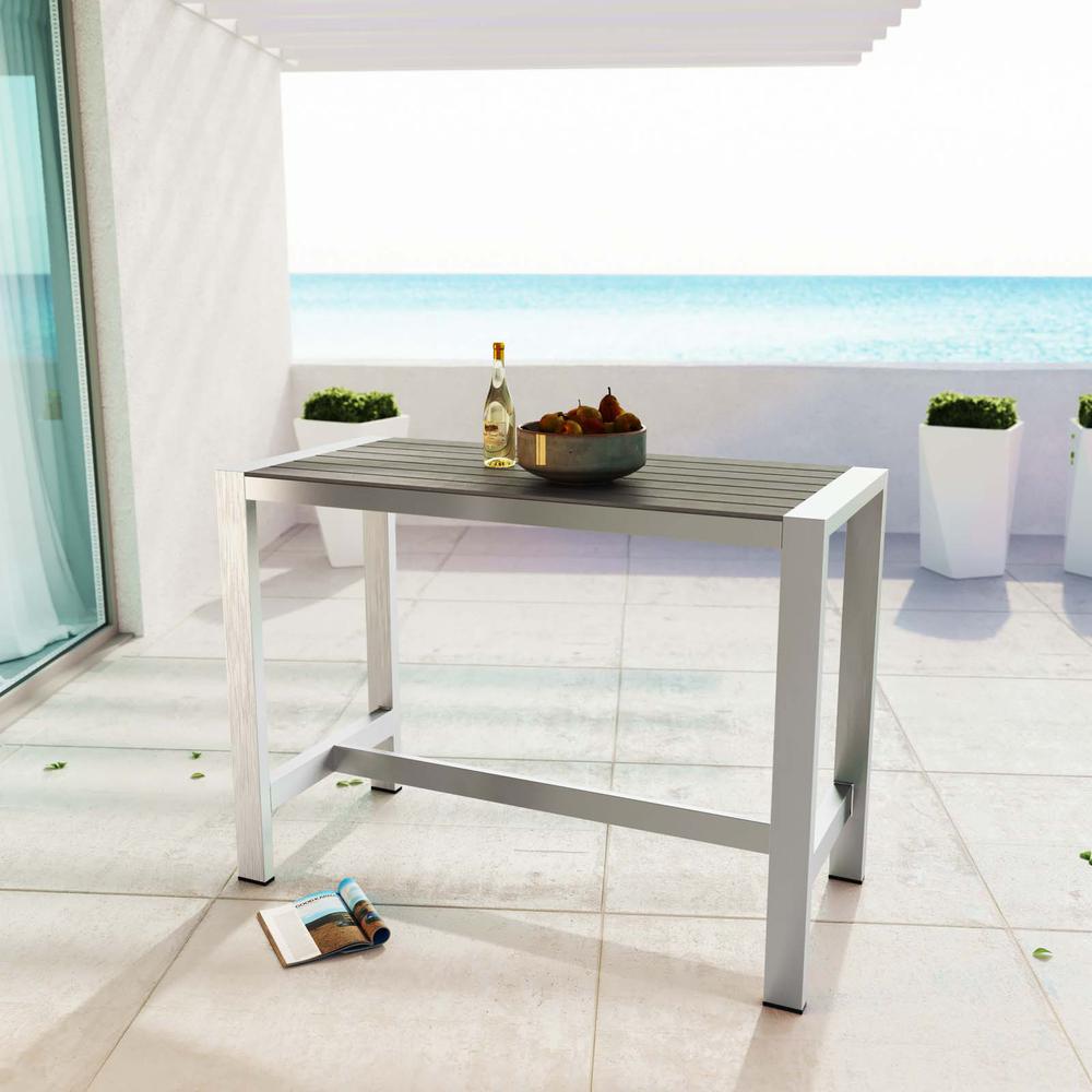 Shore Outdoor Patio Aluminum Rectangle Bar Table. Picture 5
