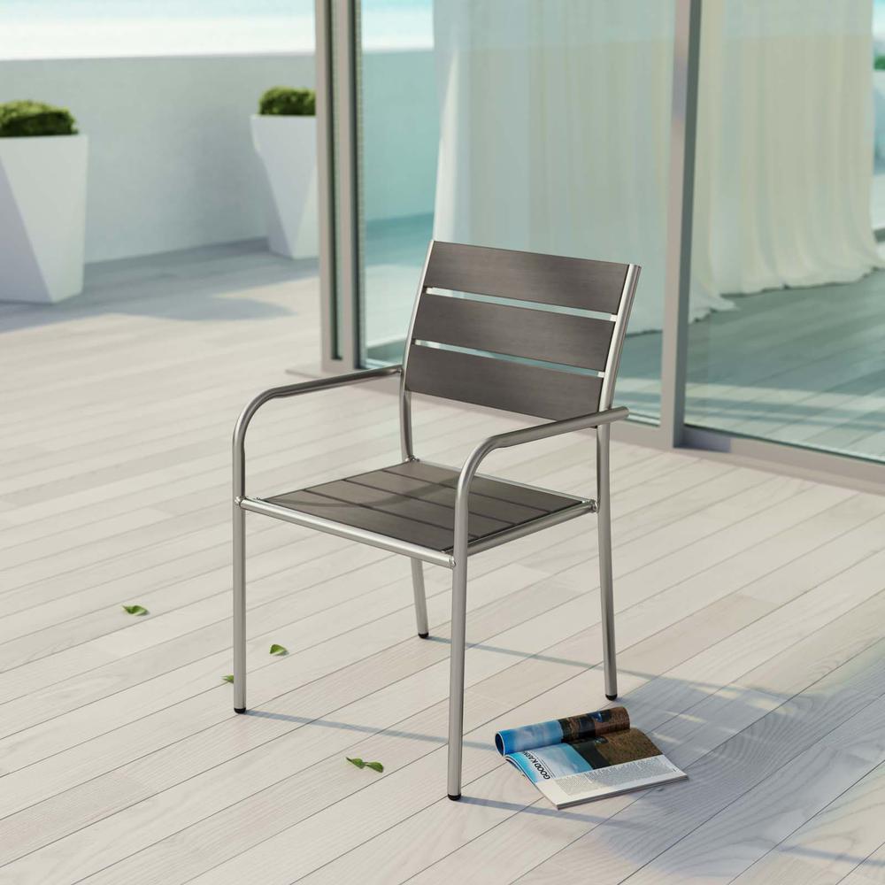 Shore Outdoor Patio Aluminum Dining Rounded Armchair. Picture 4