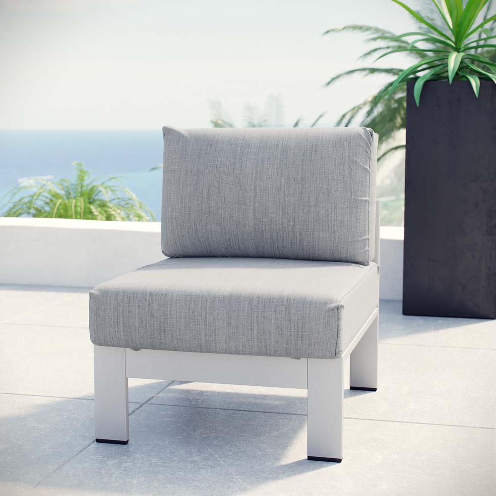 Shore Armless Outdoor Patio Aluminum Chair. Picture 5