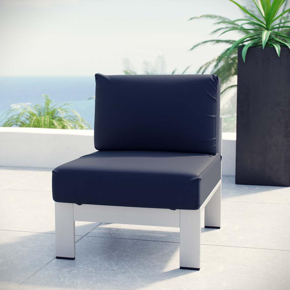 Shore Armless Outdoor Patio Aluminum Chair. Picture 4