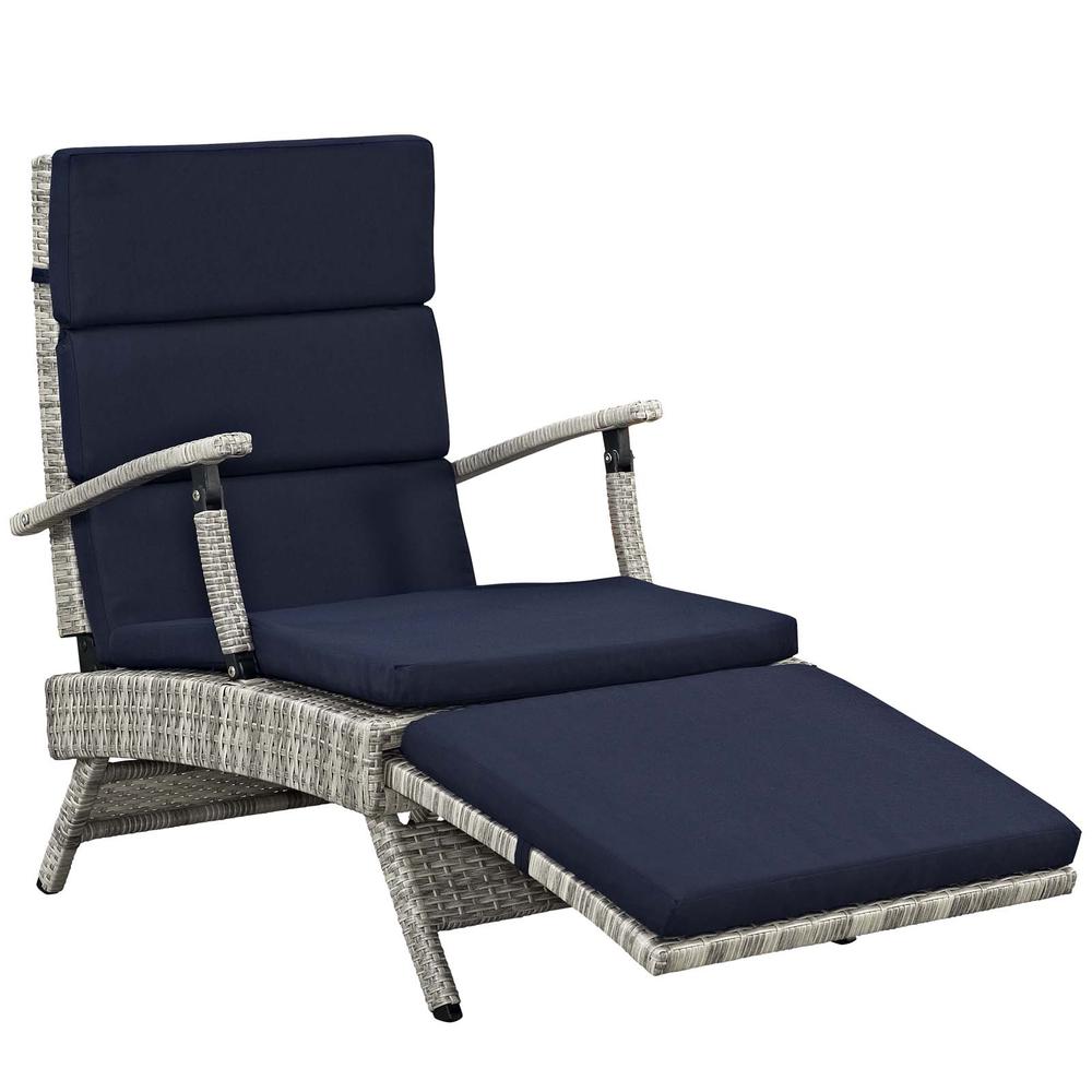 Envisage Chaise Outdoor Patio Wicker Rattan Lounge Chair. Picture 1