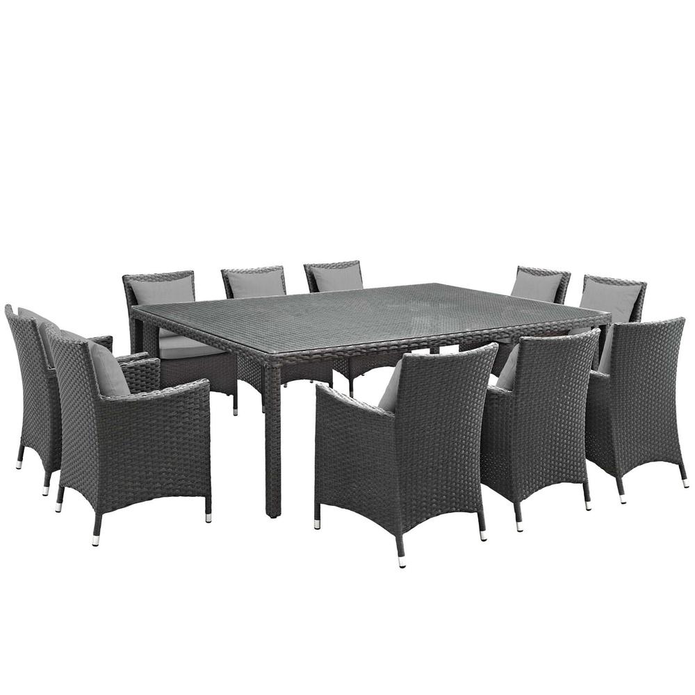 Sojourn 11 Piece Outdoor Patio Sunbrella Dining Set. Picture 1