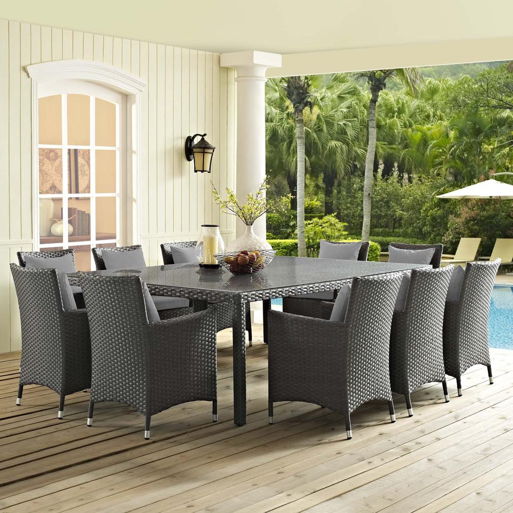 Sojourn 11 Piece Outdoor Patio Sunbrella Dining Set. Picture 6