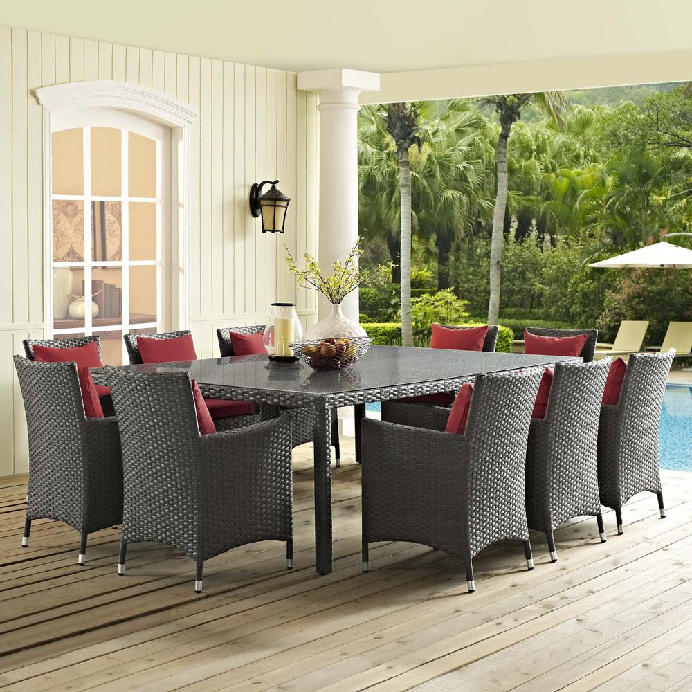 Sojourn 11 Piece Outdoor Patio Sunbrella Dining Set. Picture 6