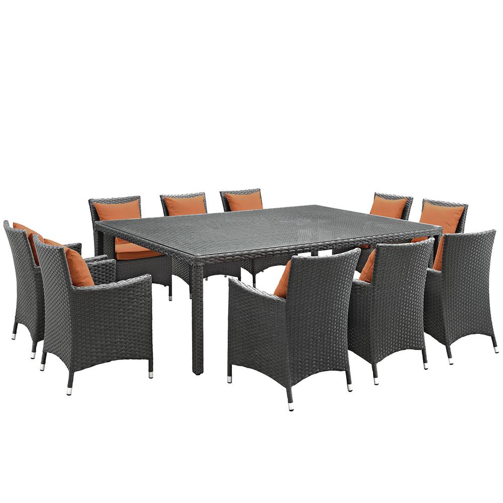 Sojourn 11 Piece Outdoor Patio Sunbrella® Dining Set. Picture 2