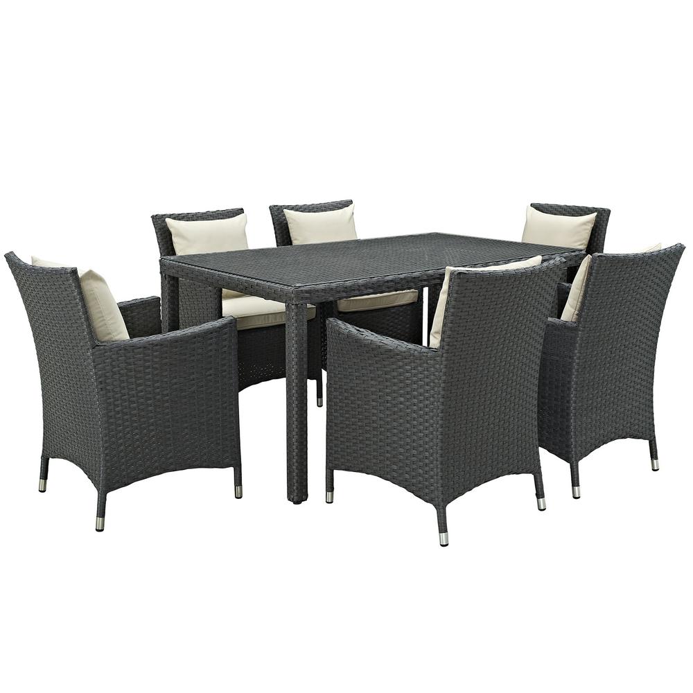 Sojourn 7 Piece Outdoor Patio Sunbrella® Dining Set. The main picture.