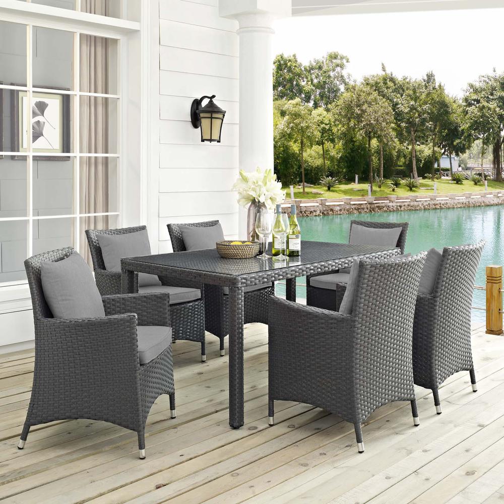 Sojourn 7 Piece Outdoor Patio Sunbrella Dining Set. Picture 6