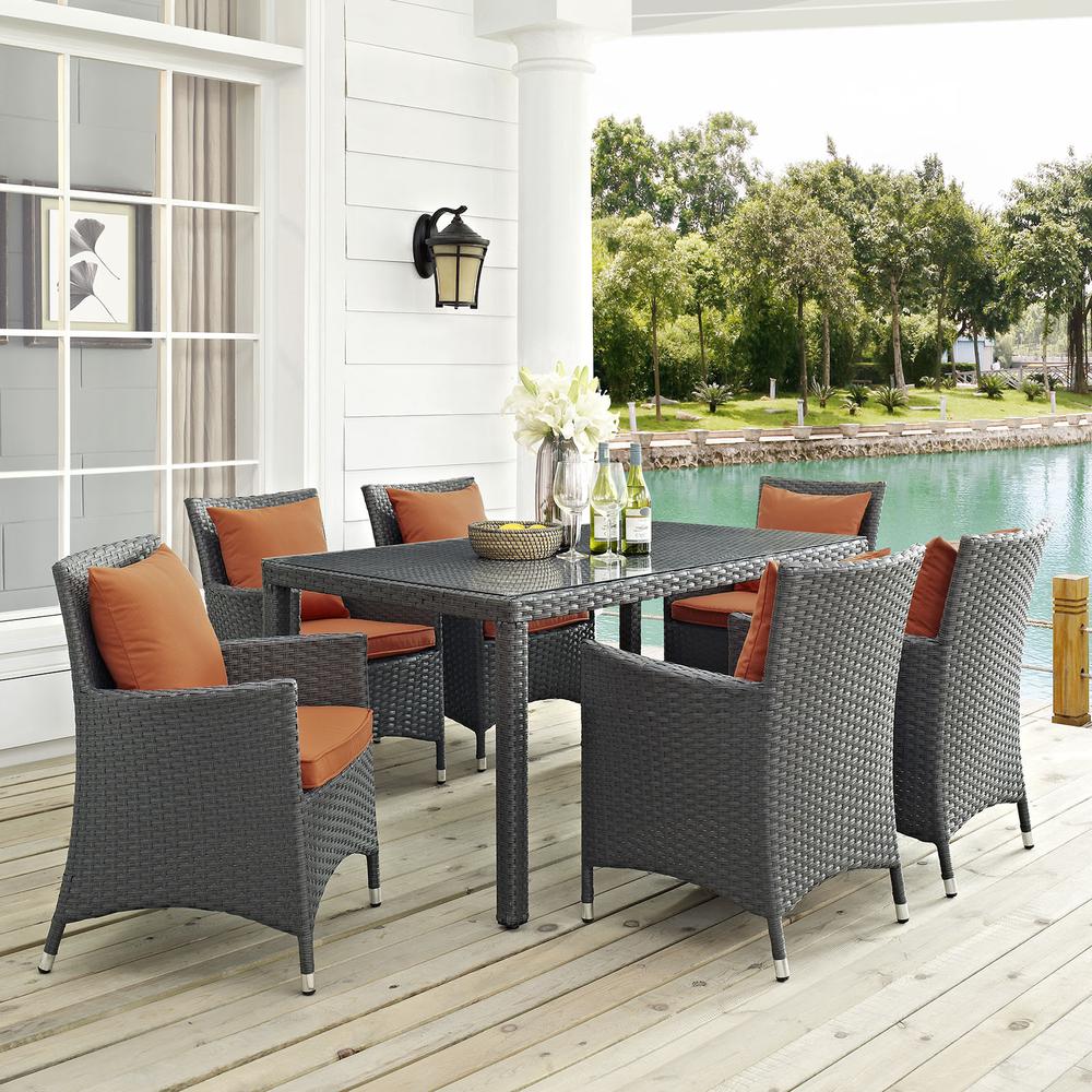 Sojourn 7 Piece Outdoor Patio Sunbrella® Dining Set. Picture 8
