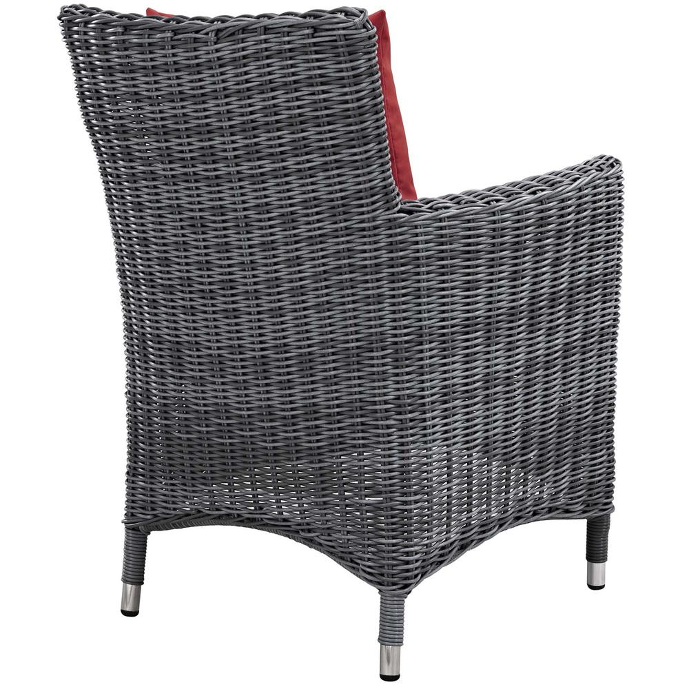 Summon 4 Piece Outdoor Patio Wicker Rattan Sunbrella® Fabric Dining Set. Picture 4