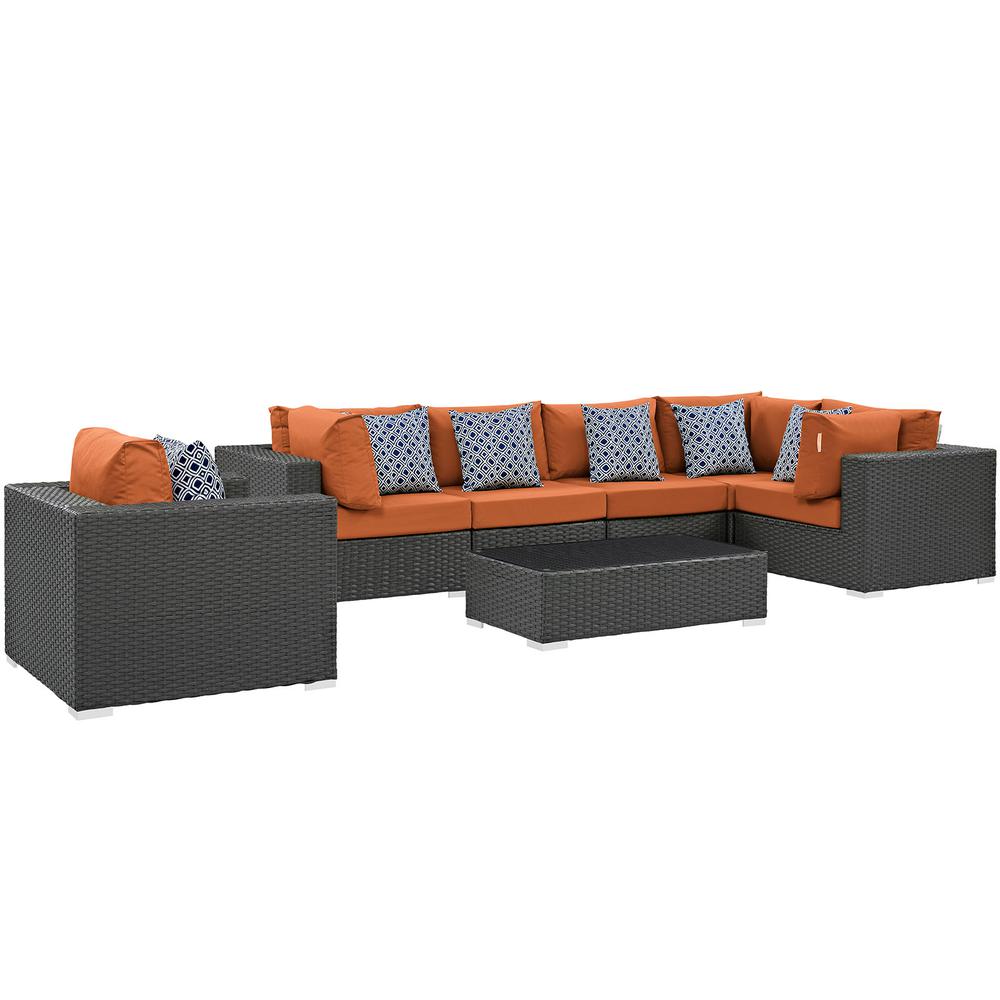 Sojourn 7 Piece Outdoor Patio Sunbrella® Sectional Set. Picture 2