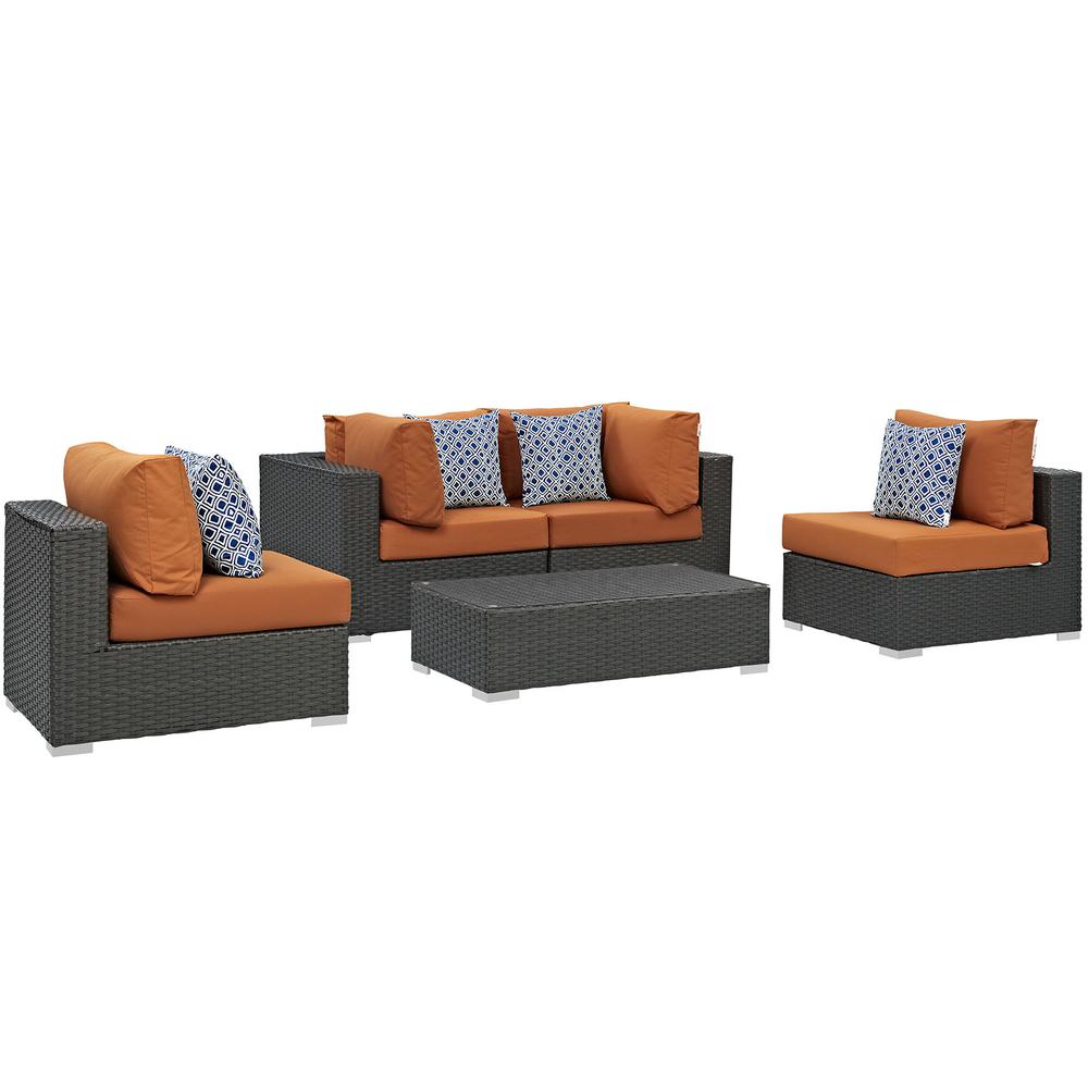 Sojourn 5 Piece Outdoor Patio Sunbrella® Sectional Set. Picture 2