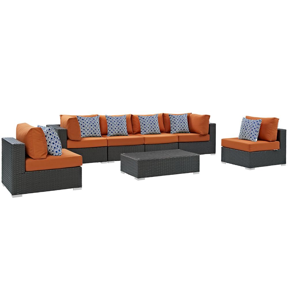 Sojourn 7 Piece Outdoor Patio Sunbrella Sectional Set. Picture 1