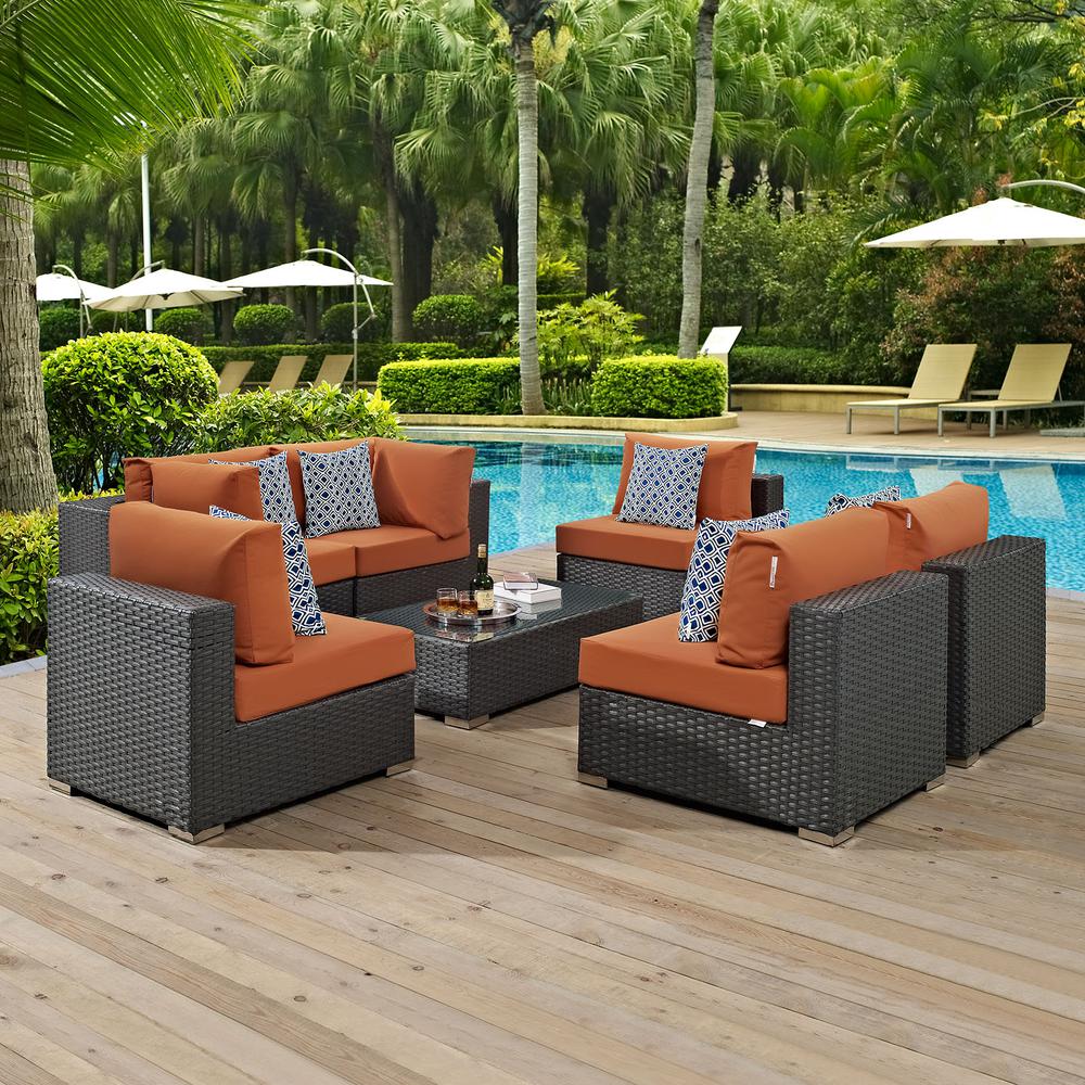 Sojourn 7 Piece Outdoor Patio Sunbrella® Sectional Set. Picture 6