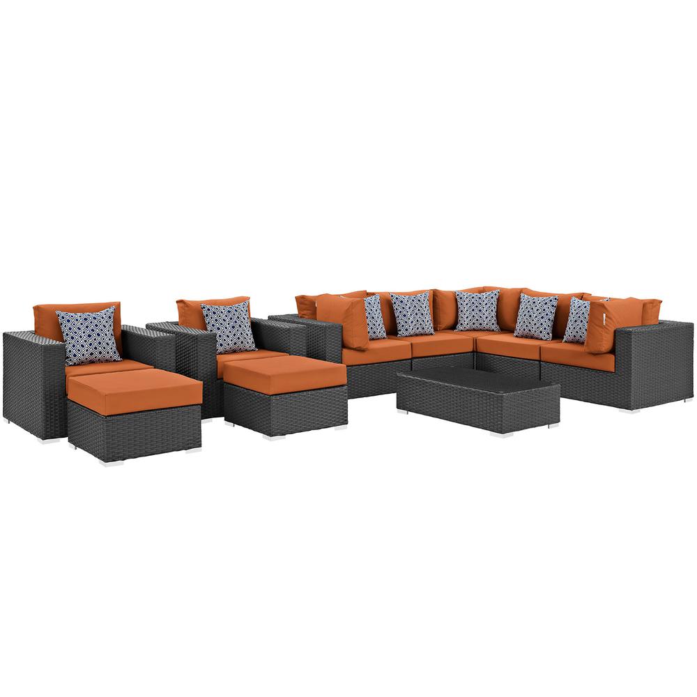 Sojourn 10 Piece Outdoor Patio Sunbrella® Sectional Set. Picture 2