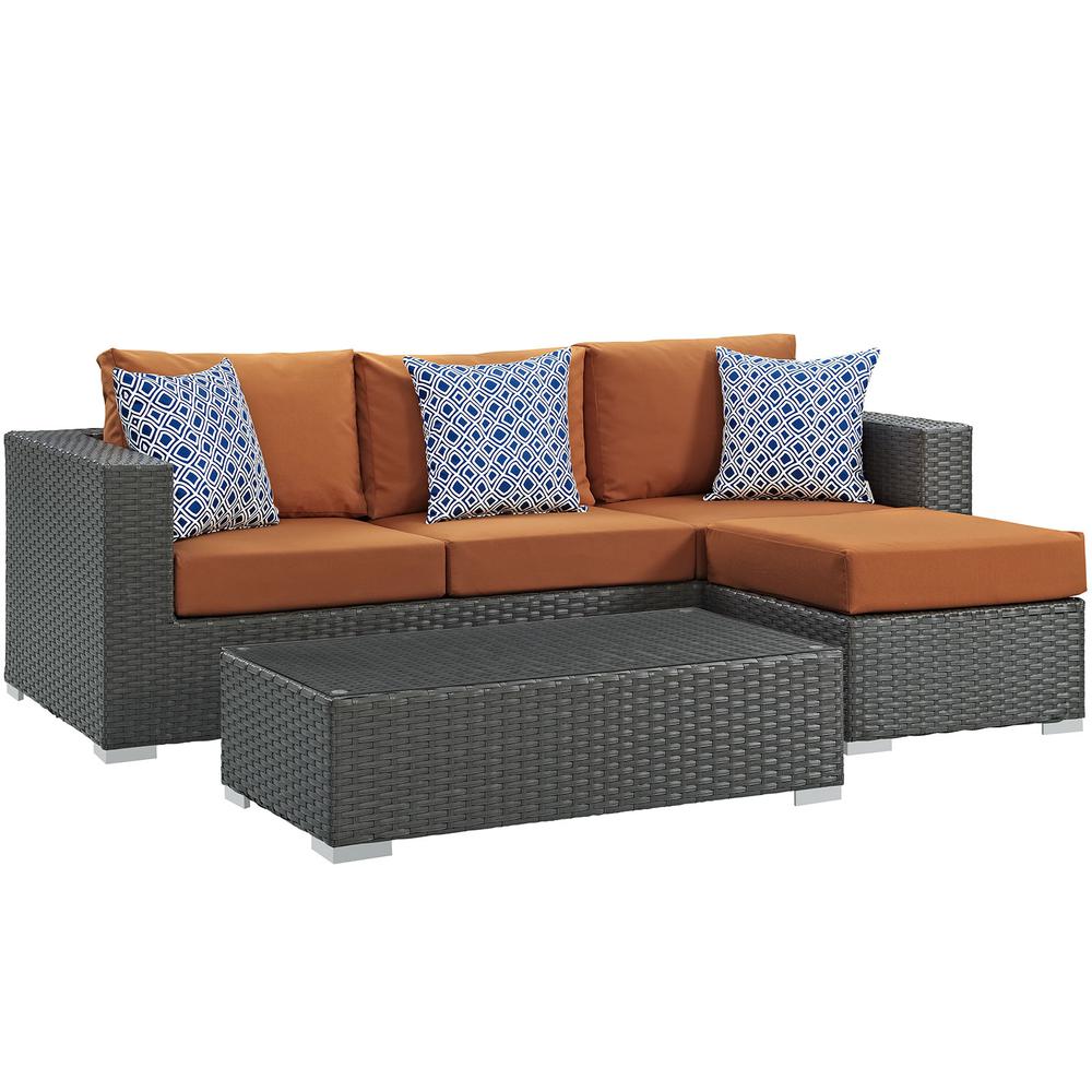Sojourn 3 Piece Outdoor Patio Sunbrella® Sectional Set. The main picture.