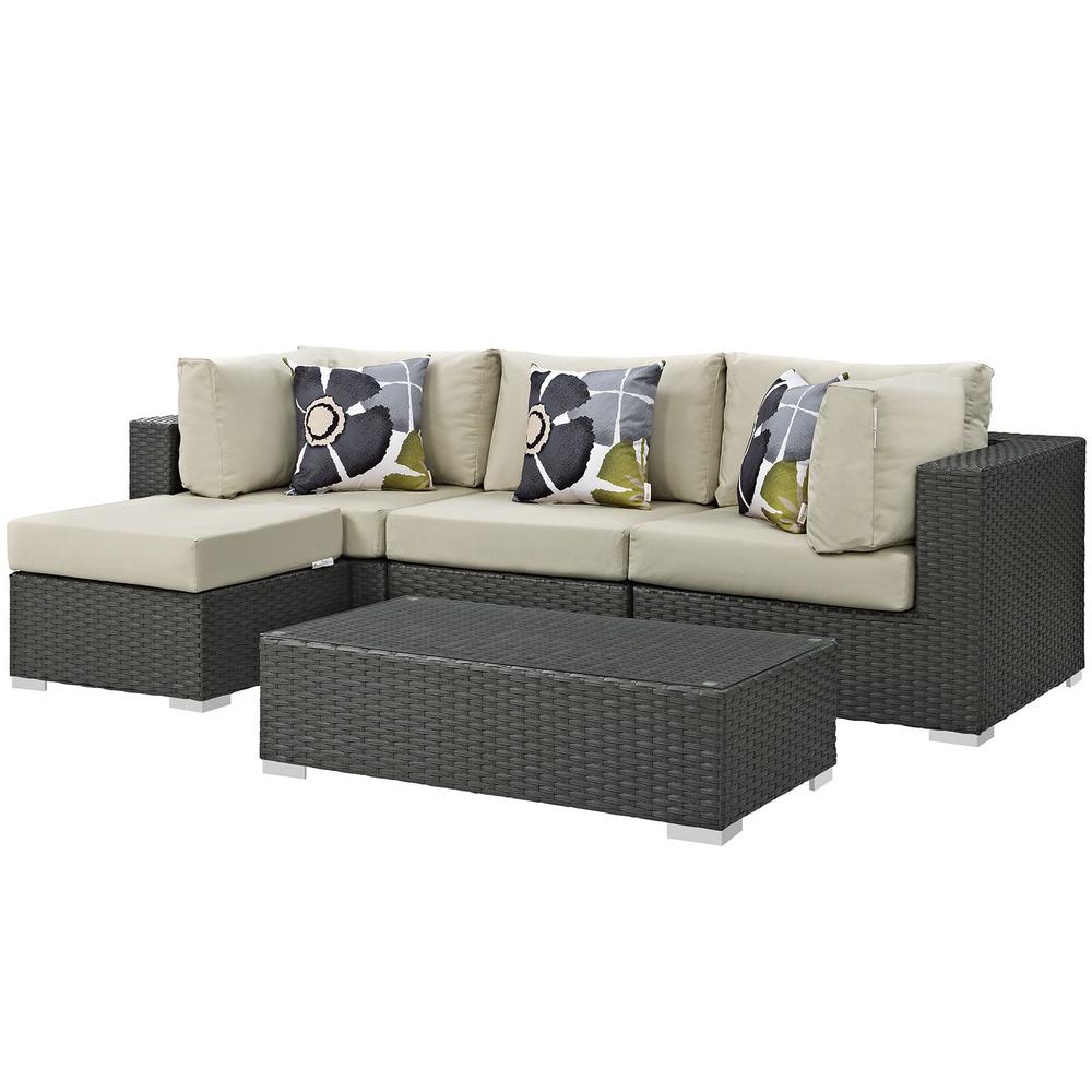 Sojourn 5 Piece Outdoor Patio Sunbrella® Sectional Set. Picture 1