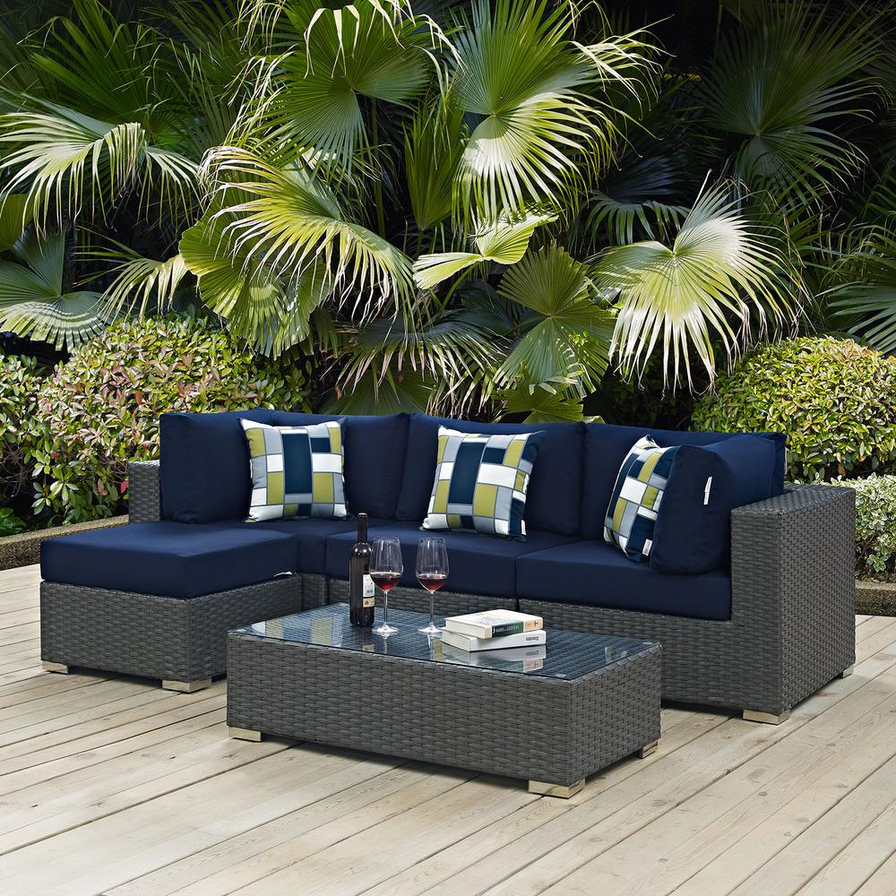 Sojourn 5 Piece Outdoor Patio Sunbrella® Sectional Set. Picture 7