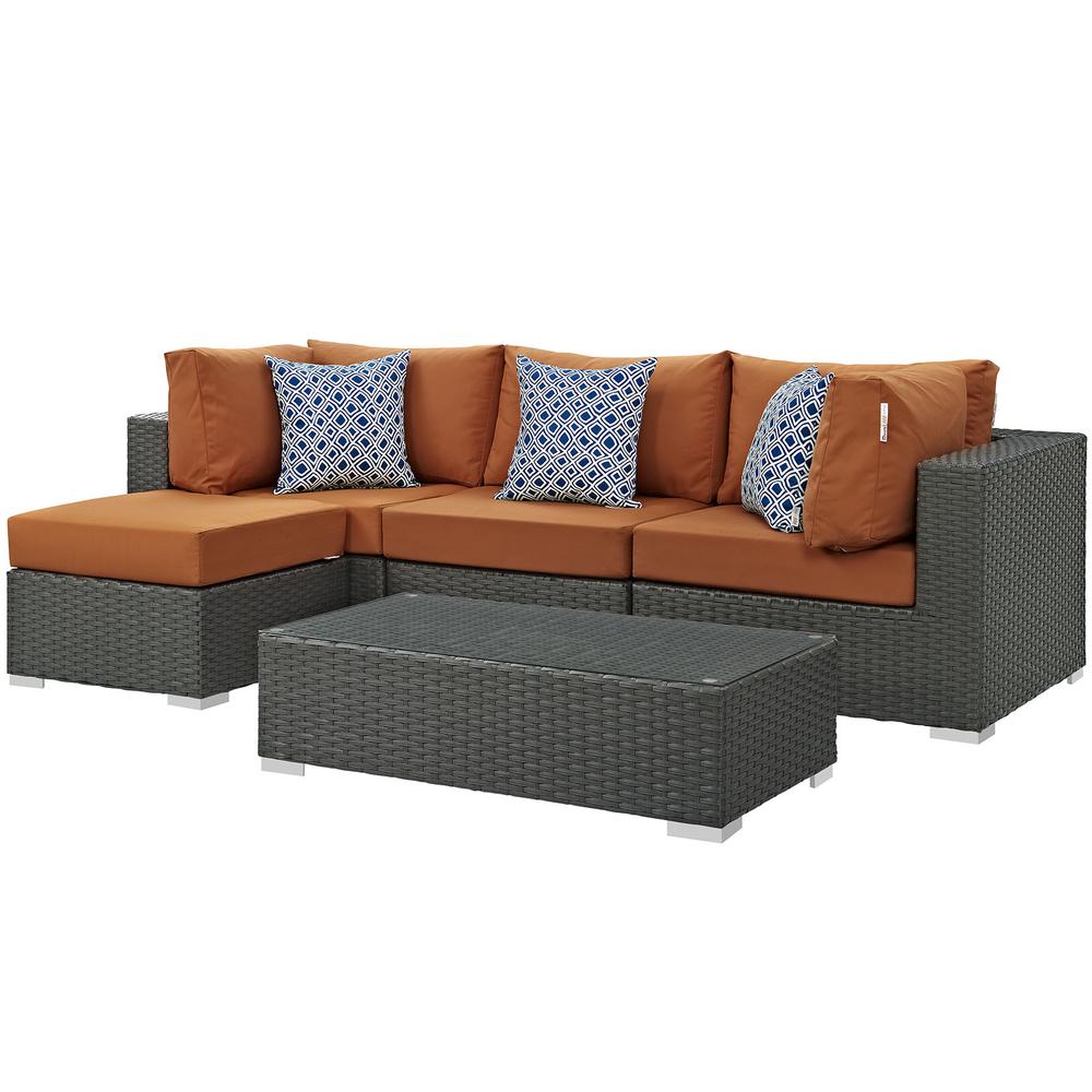 Sojourn 5 Piece Outdoor Patio Sunbrella Sectional Set. Picture 1