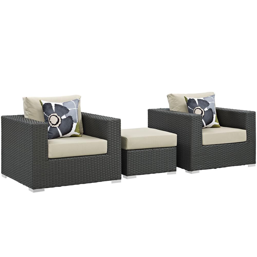 Sojourn 3 Piece Outdoor Patio Sunbrella Sectional Set. Picture 1
