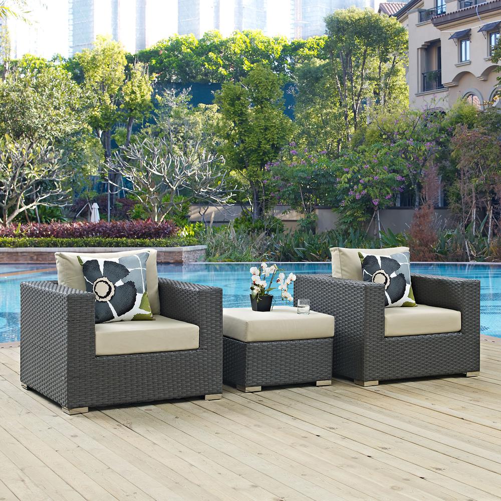 Sojourn 3 Piece Outdoor Patio Sunbrella® Sectional Set. Picture 6