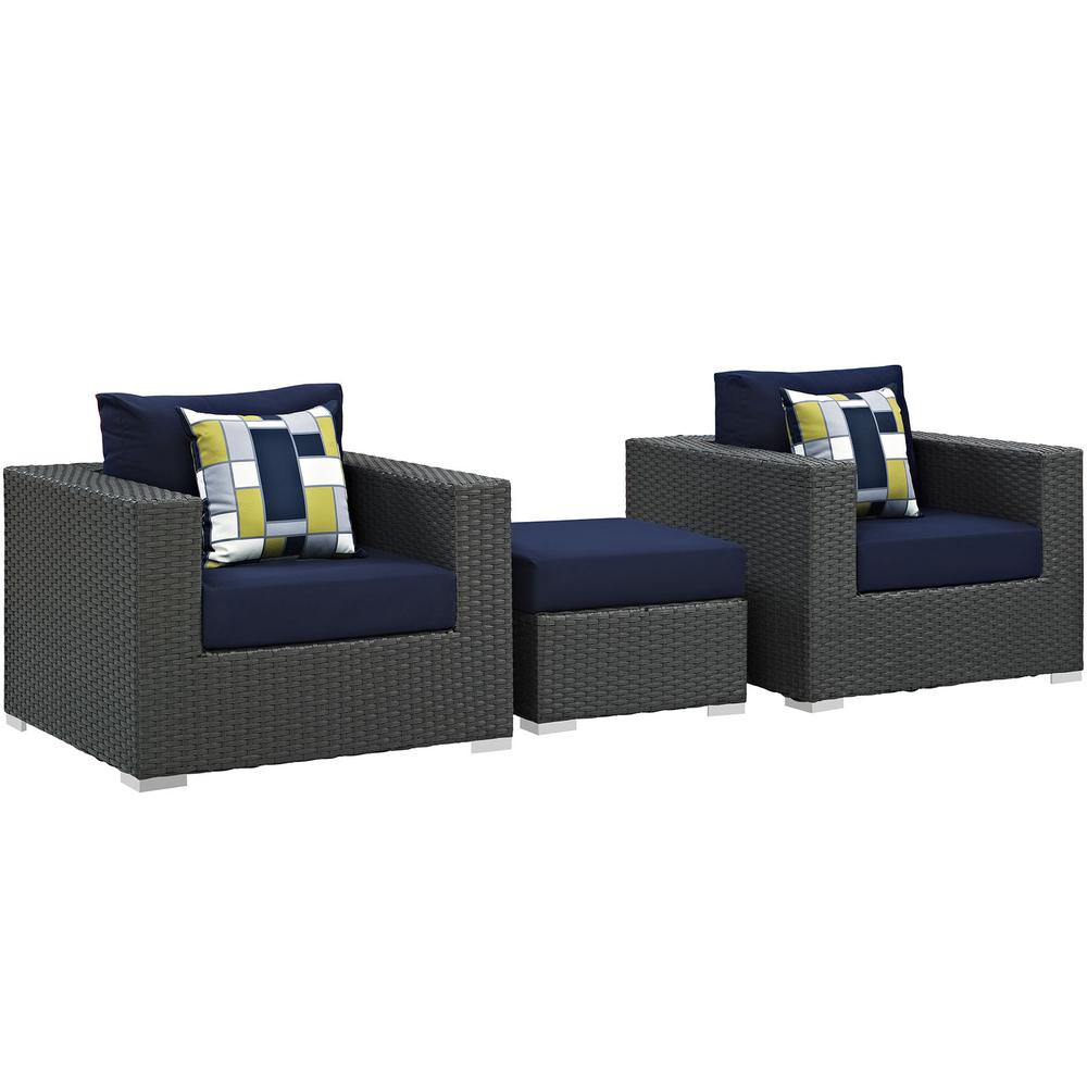Sojourn 3 Piece Outdoor Patio Sunbrella® Sectional Set. Picture 1