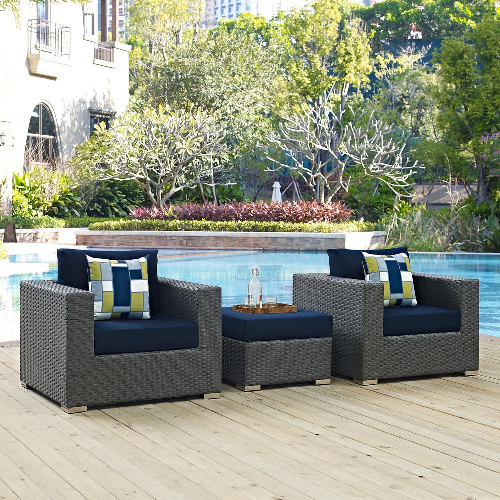 Sojourn 3 Piece Outdoor Patio Sunbrella Sectional Set. Picture 5