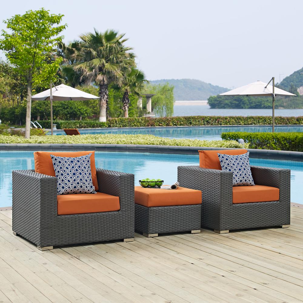 Sojourn 3 Piece Outdoor Patio Sunbrella® Sectional Set. Picture 6