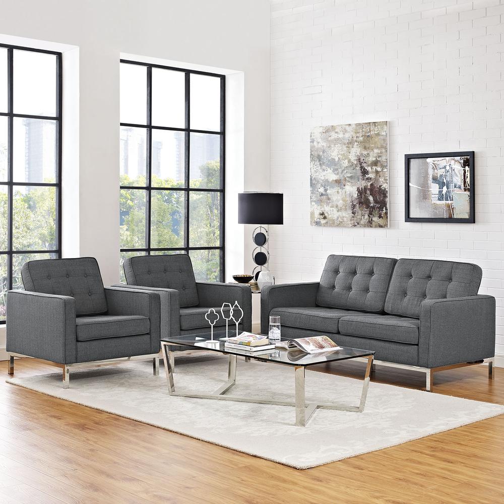 Loft Living Room Set Upholstered Fabric Set of 3. Picture 7