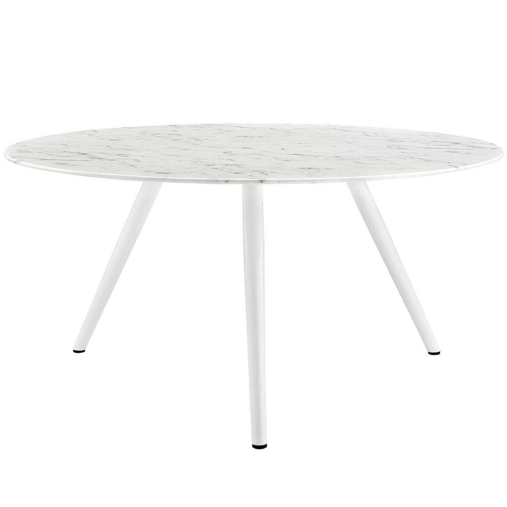 Lippa 60" Round Artificial Marble Dining Table with Tripod Base. Picture 2