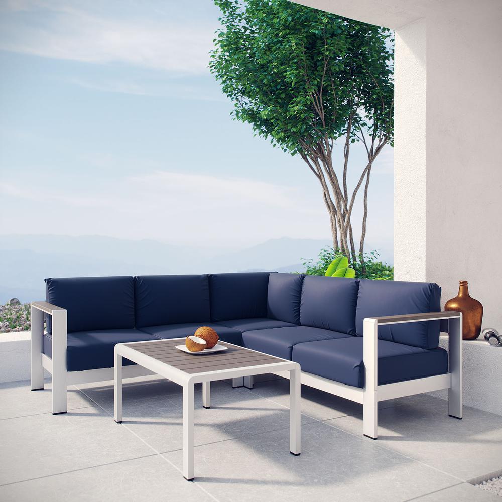 Shore 4 Piece Outdoor Patio Aluminum Sectional Sofa Set. Picture 7