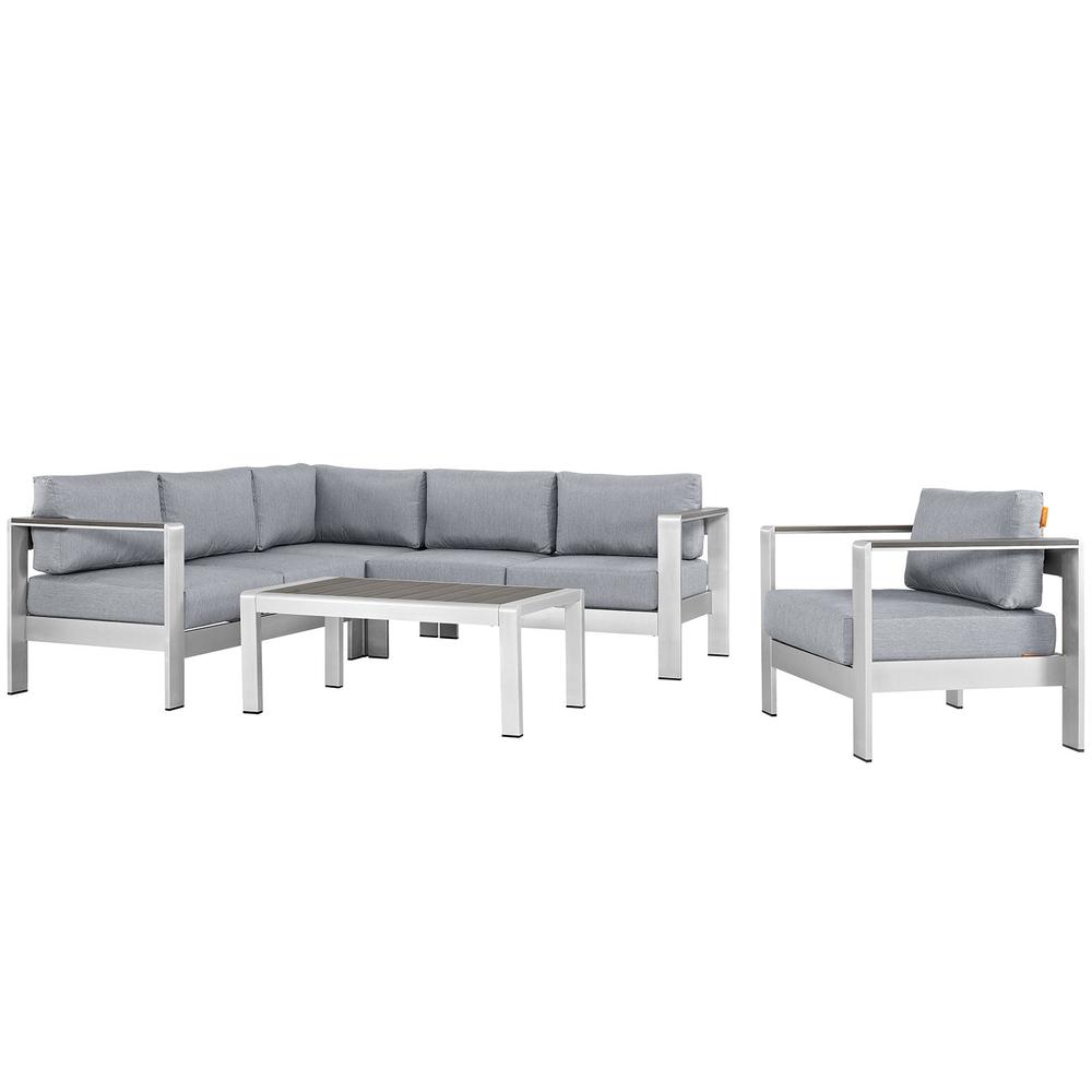 Shore 5 Piece Outdoor Patio Aluminum Sectional Sofa Set. Picture 2