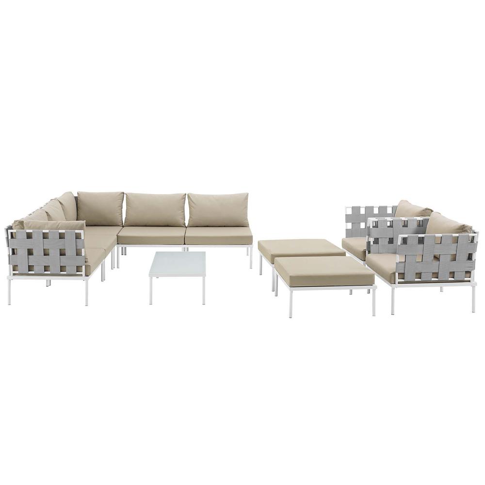Harmony 10 Piece Outdoor Patio Aluminum Sectional Sofa Set. Picture 3